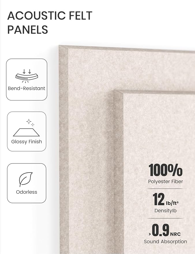 Fluxynara Felt Bulletin Board & Cork Board Alternative, Oatmeal | 36" x 24" Pin board, Removable Adhesive Tabs, Easy Install Without Wall Damage, For Home Office Decor