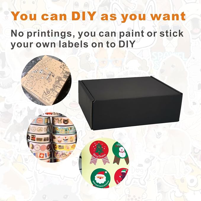 6x4x2'' Small Shipping Boxes 25 Pack, Black Corrugated Cardboard Mailers for Small Business (CM642B25)