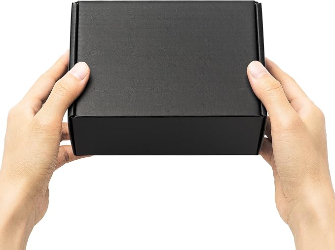 Timirog 6x4x3 Inches Small Black Shipping Boxes 25 Pack - Corrugated Cardboard Mailing Box for Small Business, Tab Locking Literature Mailer for Packing Jewelry Ornament Gift Craft Packaging Supplier | Mailing Box for Small Business, Tab Locking Litera...