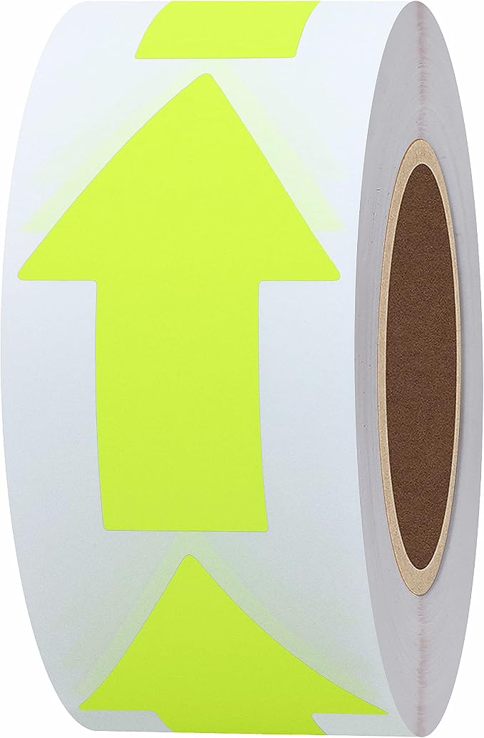 Hybsk Arrow Stickers Bright Eye-Catching Versatile Arrow Signs for Office Marking Plans Total 500 Labels Per Roll (Fluorescence Yellow)