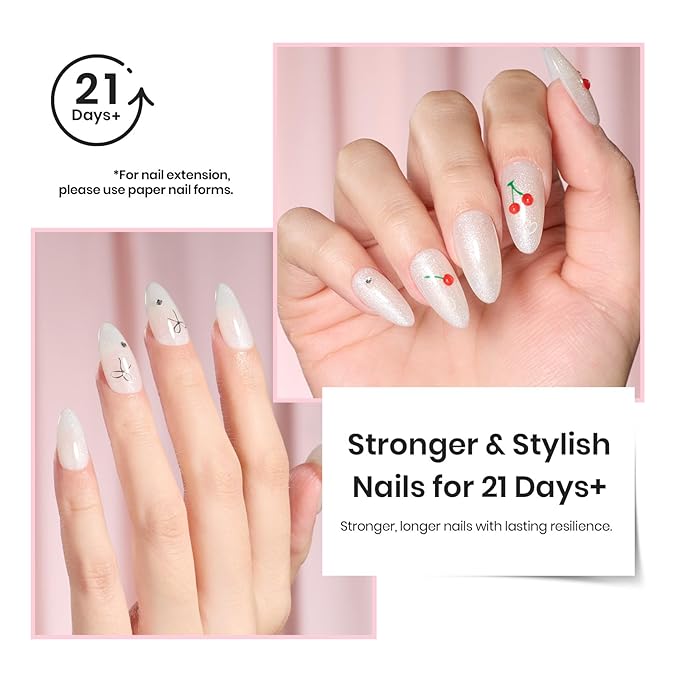 Beetles Builder Gel for Nails HEMA-Free,0.5 oz 8 in 1 White Glitter Builder Nail Gel,for Thickening Apex Building Strengthener Extension, LED UV Lamp Galaxy Whispers Color DIY Salon for Begginer