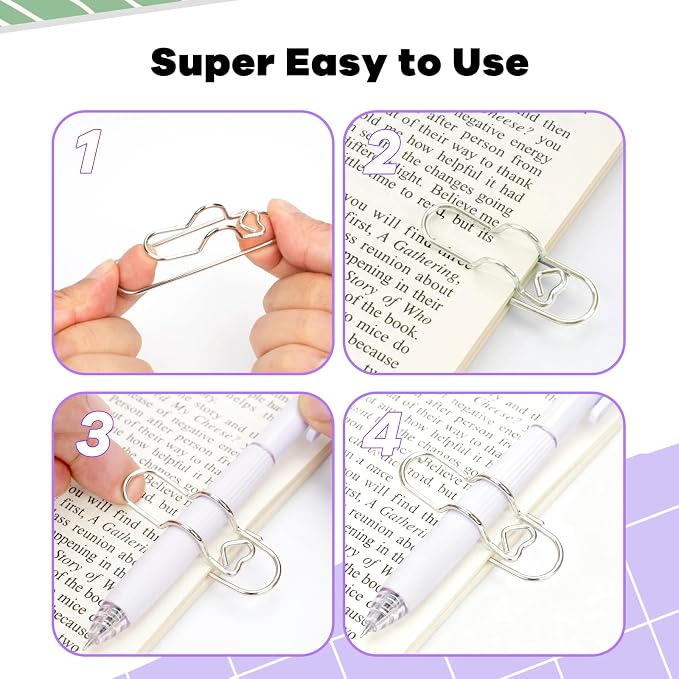 Paperclip Pen Holder for Notebook, 32pcs Metal Pen Clip for Journal | Colorful Pen Clip Holder Planner Accessories, Office Desk Organizer, Oversized Metal Paper clip Pen Loop for Notebook