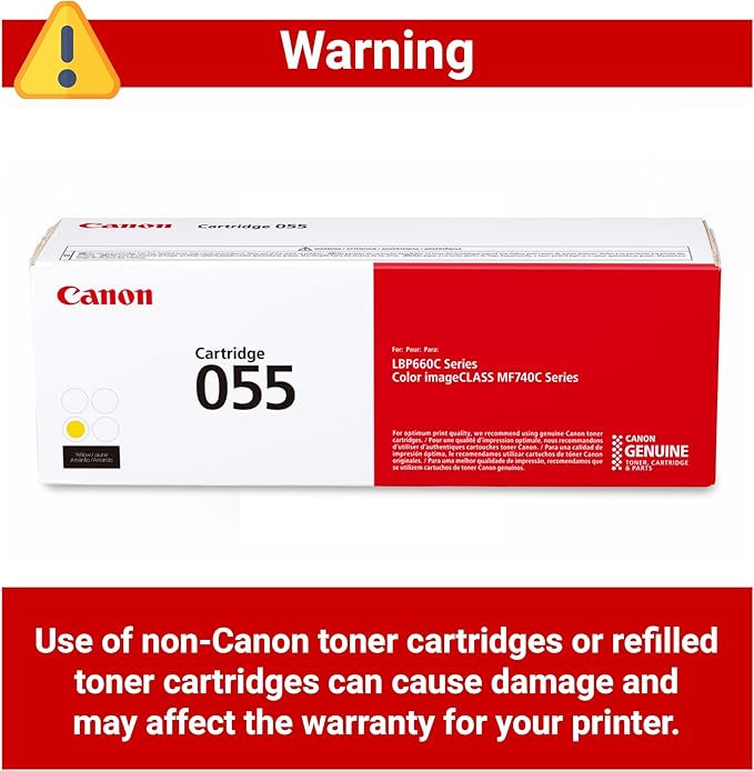 Canon Genuine 055 Yellow Toner Cartridge Compatible with LBP664Cdw, MF741Cdw, MF743Cdw, MF745Cdw, MF746Cdw