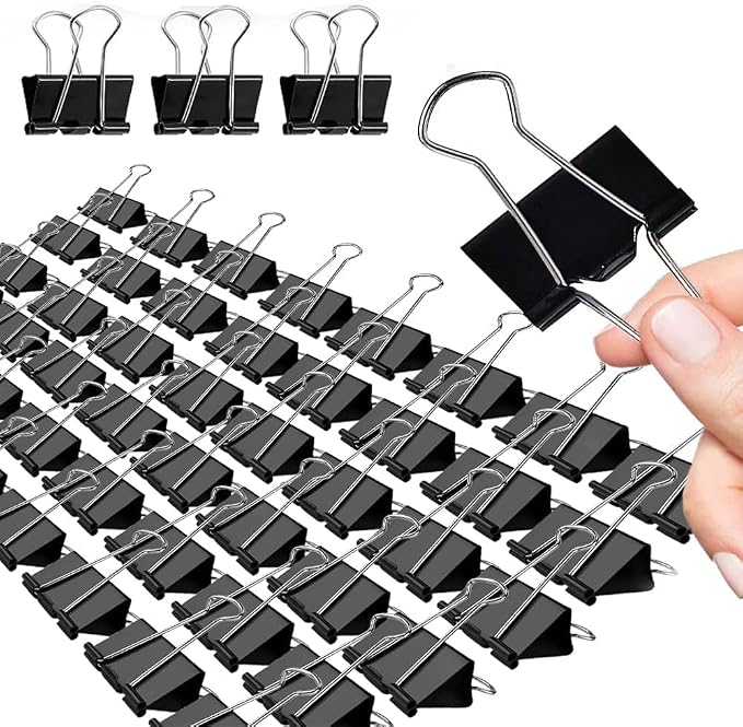 Black Binder Clips, 72 Pack, Non-Standard 41mm, 1.6 Inch, Large Clips, Capacity 0.66 Inch, Paper Clips, Office Clips, Office and School Supplies
