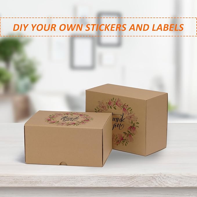 HORLIMER 8x6x4 inches Shipping Boxes Set of 25, Brown Corrugated Cardboard Box Literature Mailer