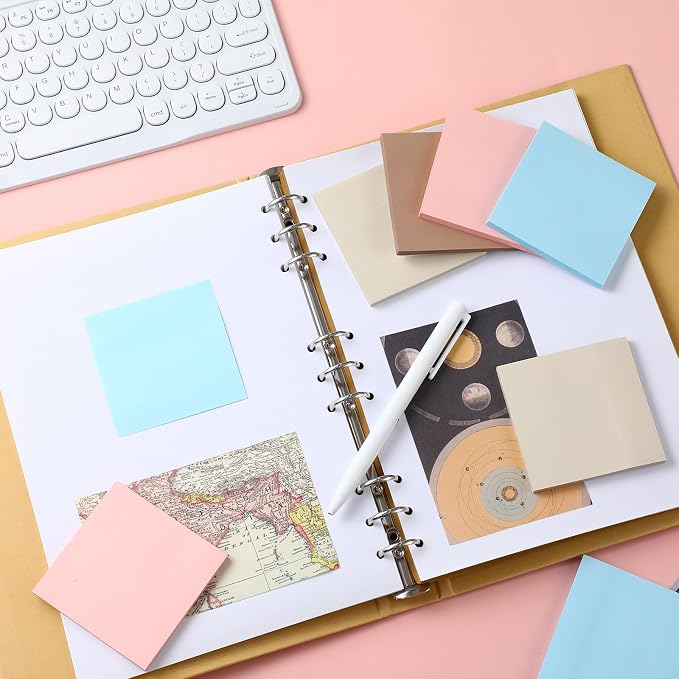 Thenshop 12 Pads Earth Tone Sticky Notes 3x3 50 Sheets | Self Stick Notes Pads Memo Earth Tone Office Supplies Vintage Aesthetic School Accessories Easy to Peel Repositionable