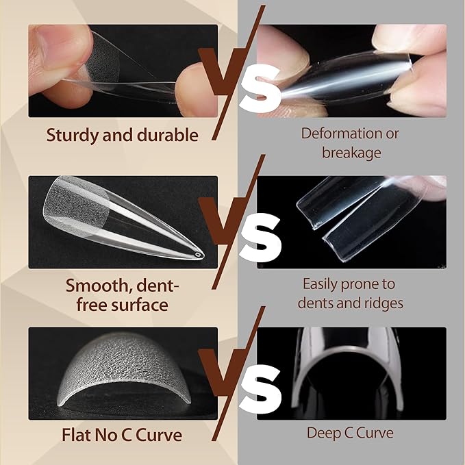UNA GELLA Stiletto XXL Nail Tips No Need File Extra Long Stiletto Nails Full Cover 120PCS Long Almond Gel Nail Tips Pre-buff Press on Fake Nails for Gel Nail Extension Home DIY Salon 12 Size