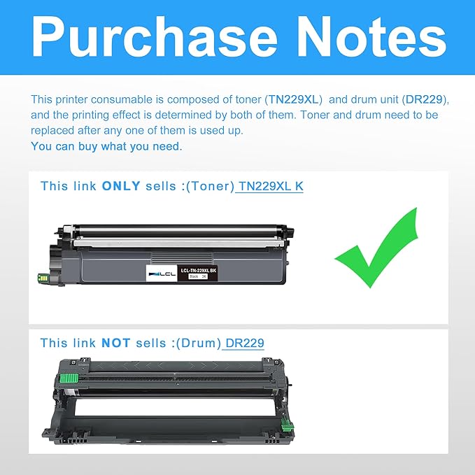 LCL TN229XL TN229 Black High Yield Toner Cartridge Replacement for Brother TN-229XL TN-229 TN229XLBK for MFC-L3780CDW HL-L3280CDW HL-L3220CDW MFC-L3720CDW HL-L3295CDW HL- L3300CDW Printer (1-Pack)