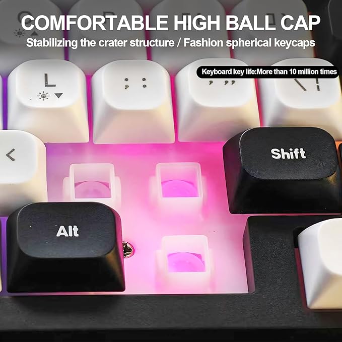 Wired RGB Gaming Membrance Keyboard. 65 Percent Mini Creamy LED Computer Keyboard .Small Ergonomic Clicky Teclado with ABS Backlit Unreplaceable Keycaps. for PC Laptop MAC Gamer. (Black)