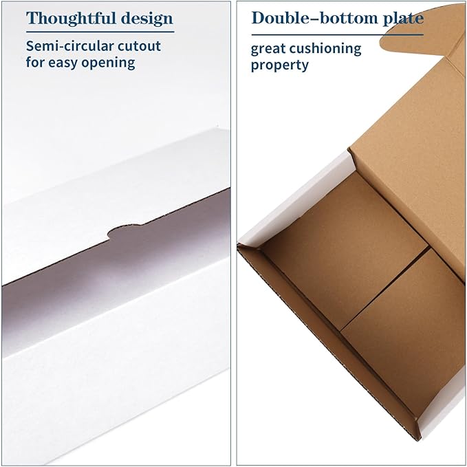 ZBEIVAN 8x4x3 White Shipping Boxes Set of 50, Corrugated Cardboard Mailer Boxes for Packaging Small Business Mailing Gifts