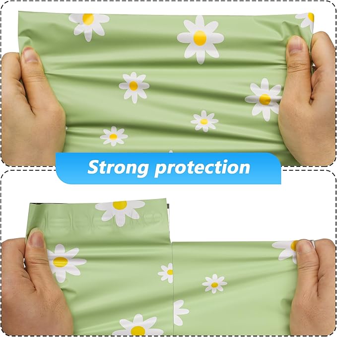 Poly Mailer 6x9 Inch 100 Pcs, Waterproof and Tear-Resistant Shipping Bags for Clothing, Cute Self-Seal Mailing Bags with Chrysanthemum Printed Packaging for Small Business
