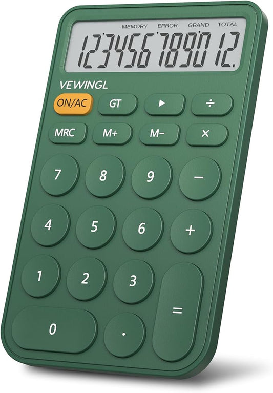 VEWINGL Standard Calculator, 12 Digit Large Display Desktop Calculator with Big Buttons for Office, School, Home & Business