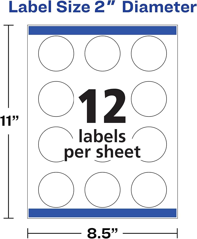 Avery Printable Round Labels with Sure Feed, 2" Diameter, Glossy Clear, 120 Customizable Labels (22825)