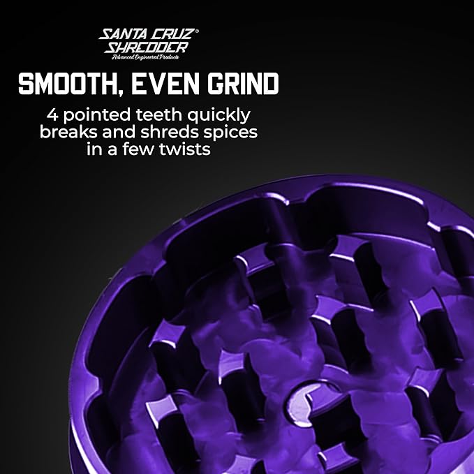 Santa Cruz Shredder Metal Herb Grinder Knurled Top for Stronger Grip 3 Piece Small 1.7" (Purple)