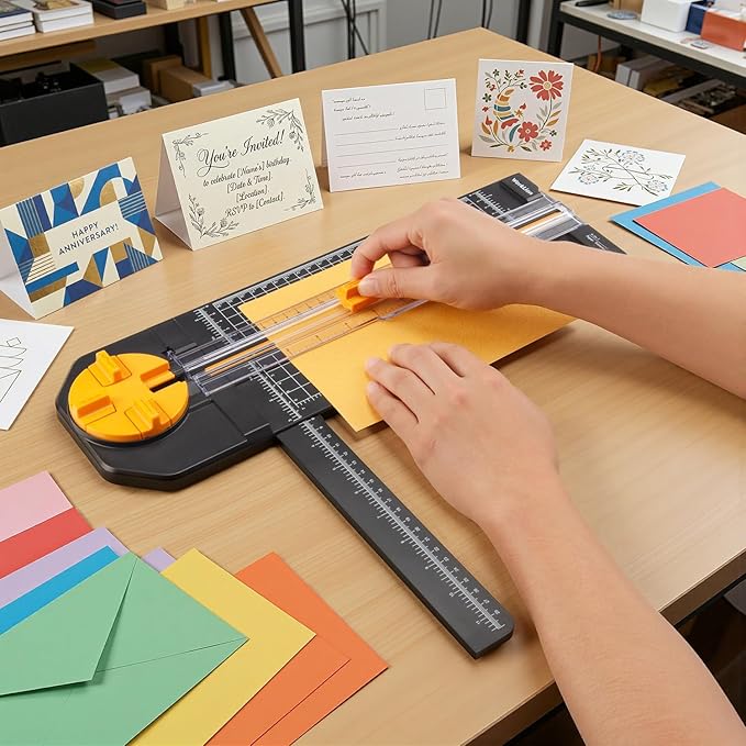 Worklion Scrapbooking Cutting Tool: Paper Cutter 4 in 1 for Craft Edges, Straight,Perforator,Scorer and Wavy on Paper,Cardstock,Ticket,Photo,Coupon,Vinyl,Letter,Postcard,12 inch Cutting Length,Black