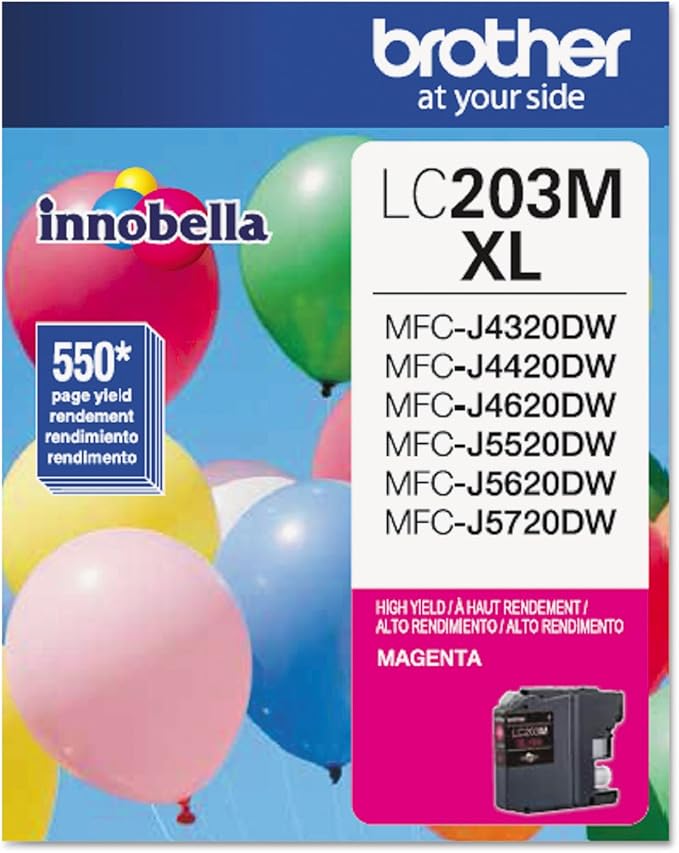 Brother Printer LC203M High Yield Ink Cartridge, Magenta, 550