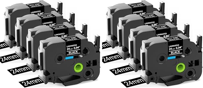 24mm Black Label Tape TZe-355 Replacement for Brother P Touch TZe TZ Tape (Pack of 2)