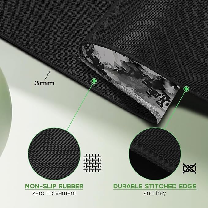 Japanese Sakura Mouse Pad, Red Moon, 31.5x11.8 Inch White deskmat | Anime Desk Mat, Large, Non-Slip Rubber Base, Waterproof, Stitched Edges