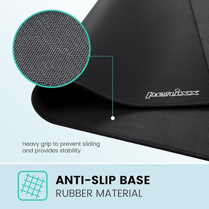 Perixx DX-1000M Waterproof Gaming Mouse Pad with Stitched Edge - Non-Slip Rubber Base Design for Laptop or Desktop Computer - M Size 9.84x8.27x0.08 Inches