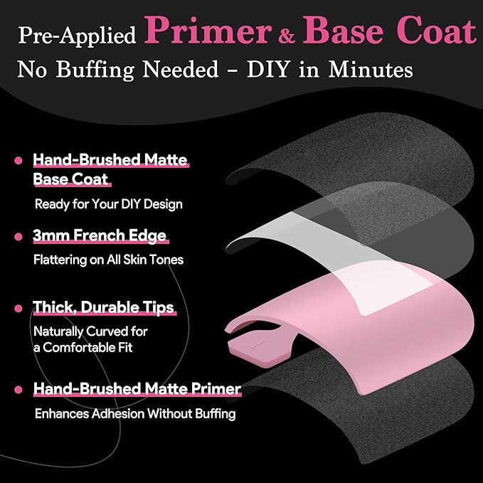Press On Toenails for Women French Tips, Sharp Square Pre-applied Primer & Base Coat Toe Nail Press Ons Baby Pink Full Cover Fake Tips Extension 15 Sizes 270 Pcs