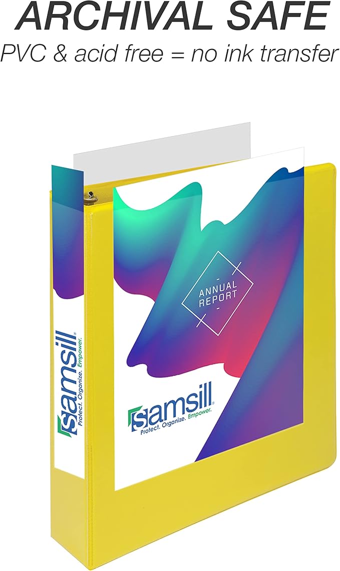 Samsill Durable 1.5 inch 3 Ring Binder, D Ring Binder, 100% Recycled Chipboard, Yellow