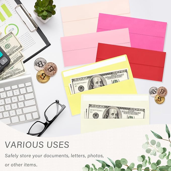 50 Pack #10 Colored Envelopes Letter Size Self Seal Business Envelopes | Colorful Security Mailing Envelopes, 4 1/8 x 9 1/2 Inches