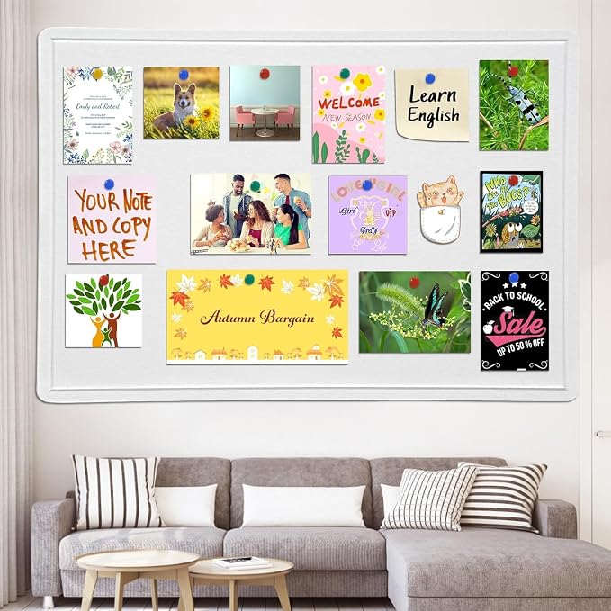 Large Cork Bulletin Board 48" x 36", Felt Pin Board, Warm White | Cork Board Alternative for Wall, Foldable Self-Adhesive Vision Board Prayer Board with Pushpin for Classroom, Office & Home