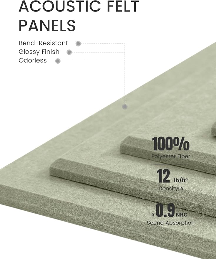 Large Felt Bulletin Board 48" x 36" Cork Board Alternative-12 Pack with 70 Safe Removable Adhesive Tabs, Cork Boards for Walls Cork Board for Home Office Classroom Pin Board - Sage Green
