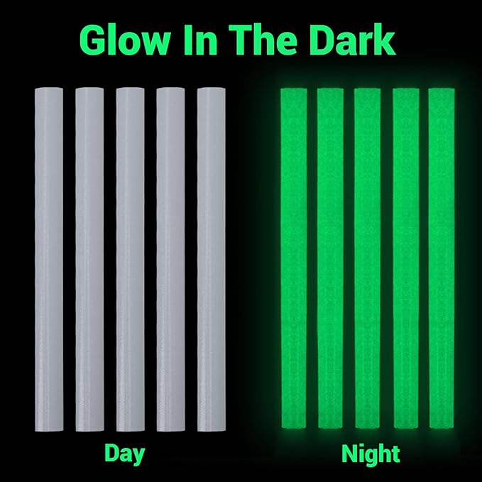 36 Pack Glow in The Dark Glue Sticks, 8" Long x 0.43" Dia Full Size Glue Sticks for Decoration, Crafting, DIY, Art, School Gluing Project, Sealing Wax, Car Dent Repair