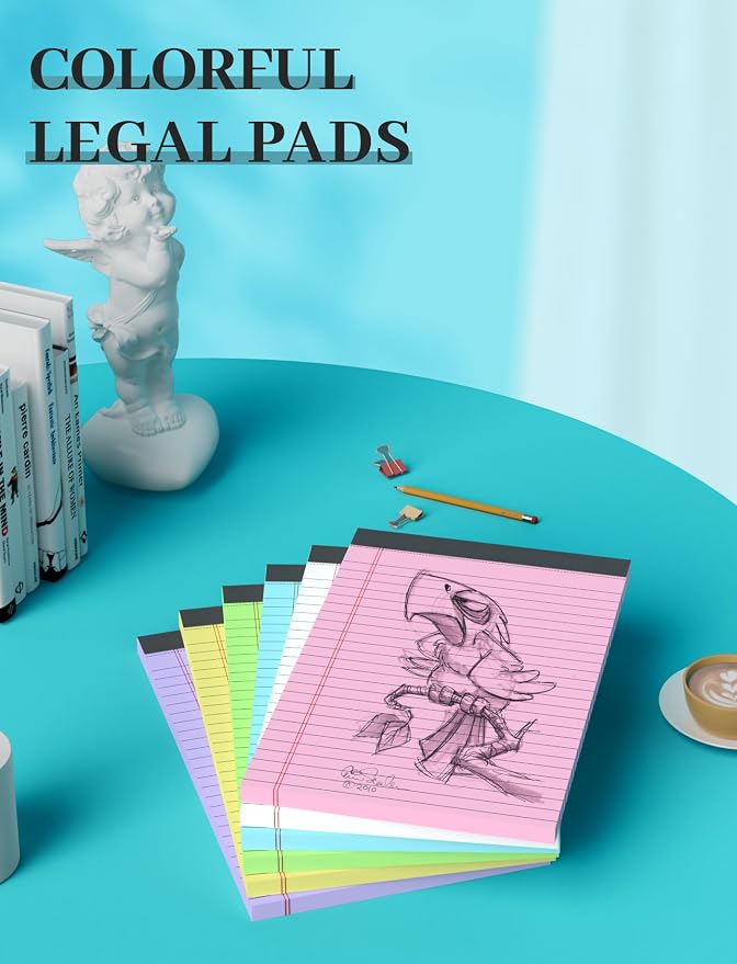 48 Pack Colored Note Pads 5x8, Pink Small Legal Pads 5x8 College Ruled | Small legal Notepads Easy Tear-off, Perforated Lined Writing Pads 5x8, 30 Sheets Colored Mini Legal Pads for Office, School