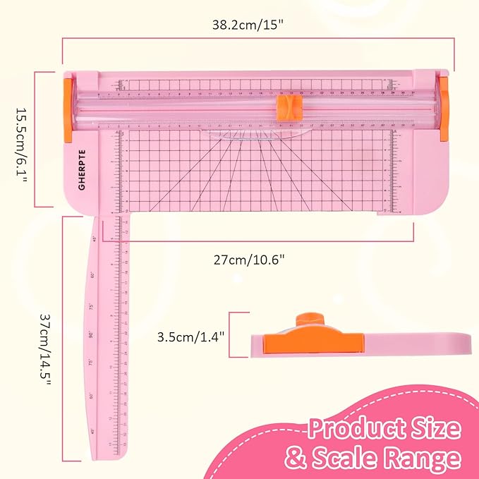2 Set A4 Paper Cutter 12 Inch Titanium Paper Trimmer Scrapbooking Tool with 2pcs Replacement Blades with Automatic Safety Guard and Side Ruler for Craft Paper,Cardstock,Photo,Coupon, Label