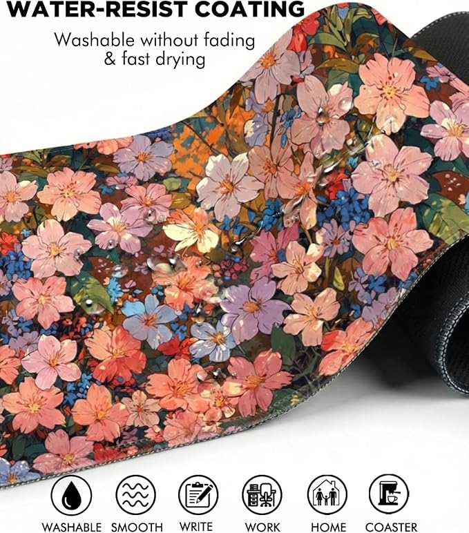 Mouse Pad, Desk Mat, 31.5x11.8in Large Mousepad, Blossoms | Desk Pad with Stitched Edge & Rubber Non-Slip Bottom, Gaming Mouse Pad, Extended Mousepad for Home, Office