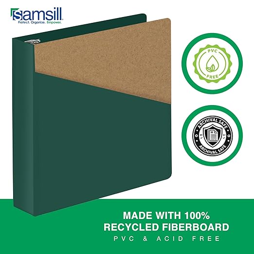 Samsill Durable 2 Inch Binder, D Ring Binder, Customizable Clear View Cover, Forest Green, Holds 475 Pages