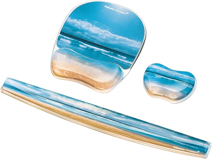 Fellowes Photo Gel Mouse Pad Wrist Rest with MICROBAN - Sandy Beach (9179301) (Pack of 4)
