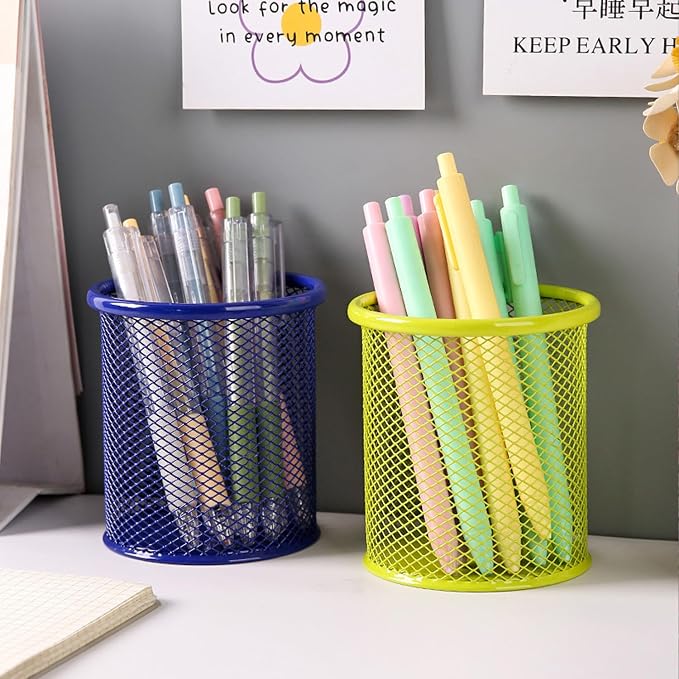Pen Holder Pencil Organizer Mesh Cup Marker Tape Clip Scissors Container for Office Desk School Student and Teacher