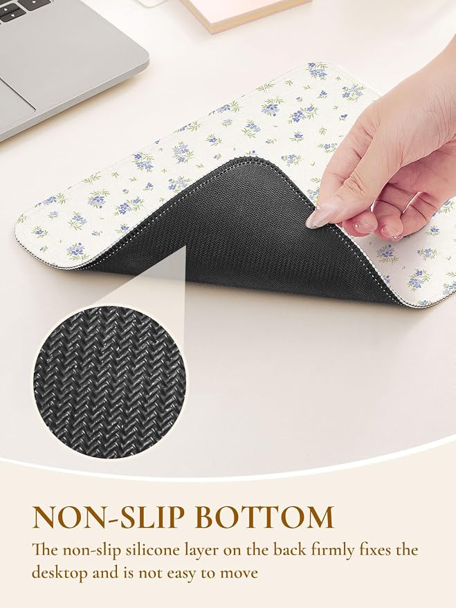 Elegant Blue Bouquet of Flowers Mouse Pad, Waterproof Aesthetics Floral Mouse Pads Design, Non-Slip Rubber Base Computer Simple Funny Mousepad,Small Mouse Mat Desk Accessories Office Supplies
