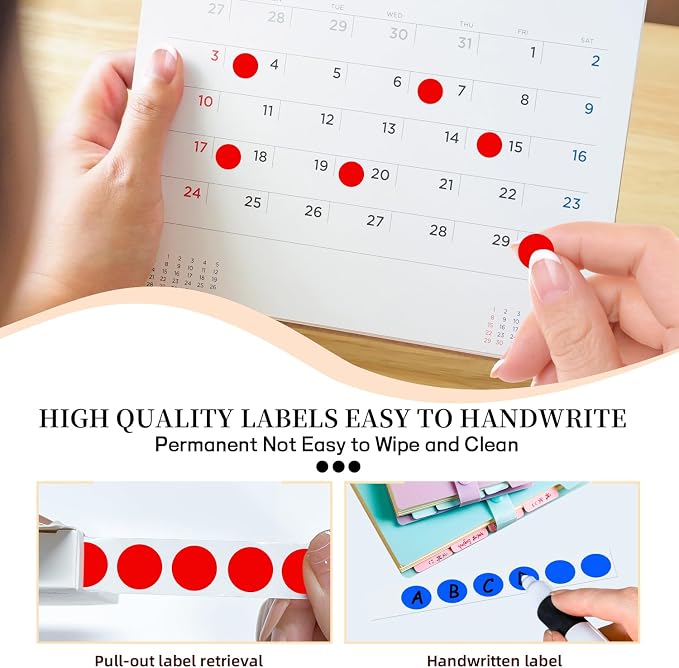 PARLAIM 1/2" Round Color-Code Dot Stickers,Adhesive 2000 Stickers Rolls dots Label Dispenser Box Blue Circle Stickers Labels(Red +Blue)