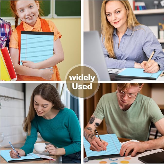 4 Pack Blue Legal Pads 8.5 x 11 Blue Note Pads 8.5 x 11 Notepad 8.5 x 11 Micro Perforated Writing Pads Lined Paper Pads Wide Ruled Pad of Paper 30 Sheets Notebook for Study, To-Do Lists, Office