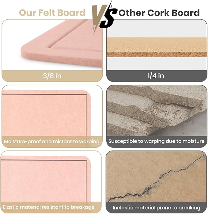 Large Cork Bulletin Board 48" x 36", Felt Pin Board, Pink | Cork Board Alternative for Wall, Foldable Self-Adhesive Vision Board Prayer Board with Pushpin for Classroom, Office & Home