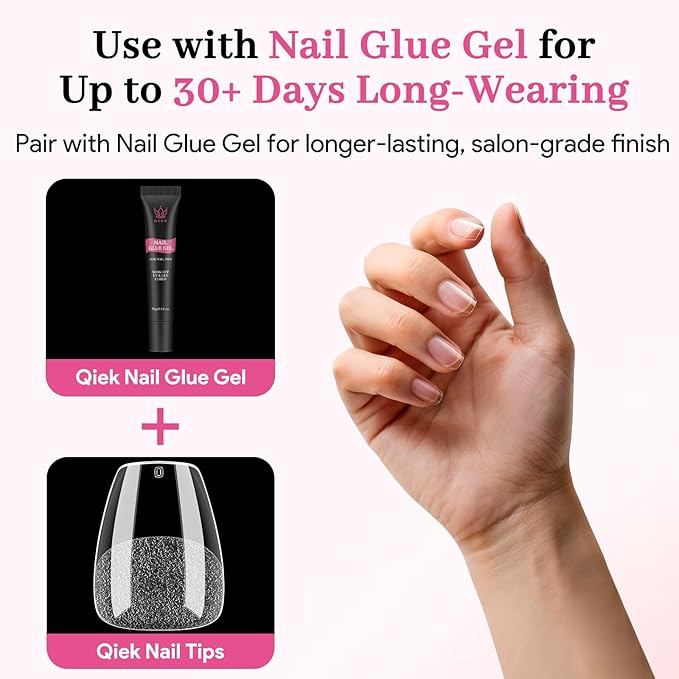 Extra Short Coffin Fake Nail Tips, 15 Sizes 240 PCS Clear Half Matte Press On False Nail Pre-shaped Half Soft Cover Gel Nail Tips Extensions Thick Long Lasting for DIY Beginners & Salon Manicure