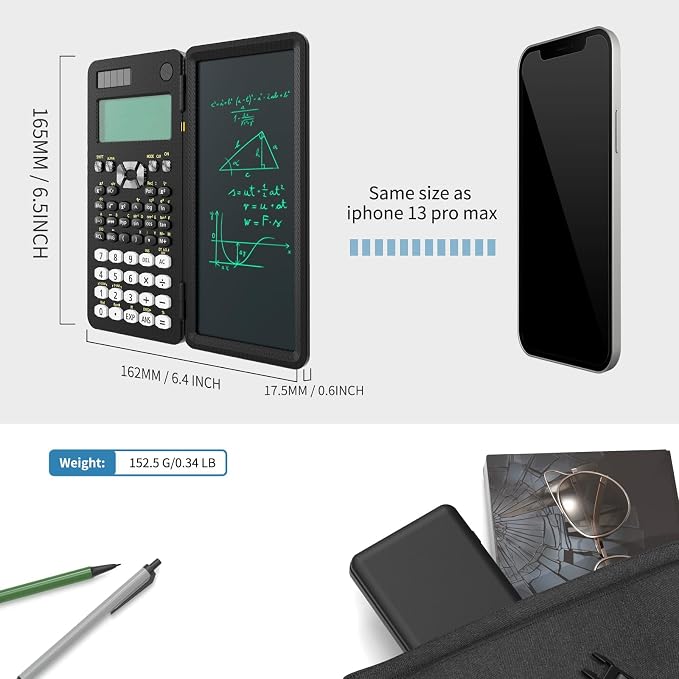 82MS Scientific Calculator 240 Functions 2-Line Display for Middle Students | ROATEE Scientific Calculator with Notepad, Middle and High Students Back to School Supplie, Foldable Solar & Battery Power