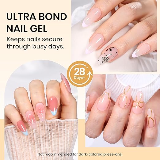 Beetles Solid Nail Glue Gel for False Tips, 15g Strong Adhesion for Clear Press on Acrylic Tips, Hard Gel 3D Sculpting for Spring Nail Art UV Light Cured