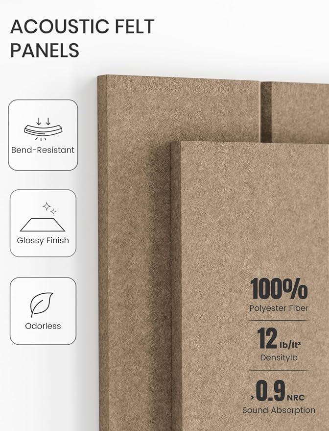 Fluxynara 48" x 36" Large Felt Bulletin Board, Taupe | 12 Pack Cork Board Alternative with 60 Safe Adhesive Tabs, Pin Boards for Wall Decor, Home, Office, Classroom,Dorm
