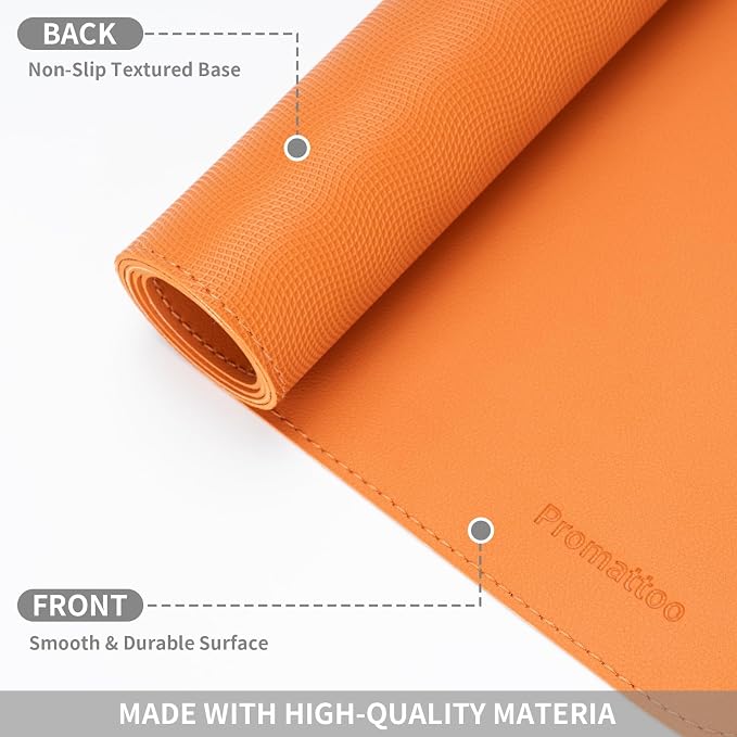 Large Desk Pad Non-Slip Desk Mat Protector for Keyboard Mouse Waterproof Vegan Leather Surface Faux Leather Laptop Mat Smooth Mouse Pad Premium Gift Tube Sunset Orange 35" X 17"