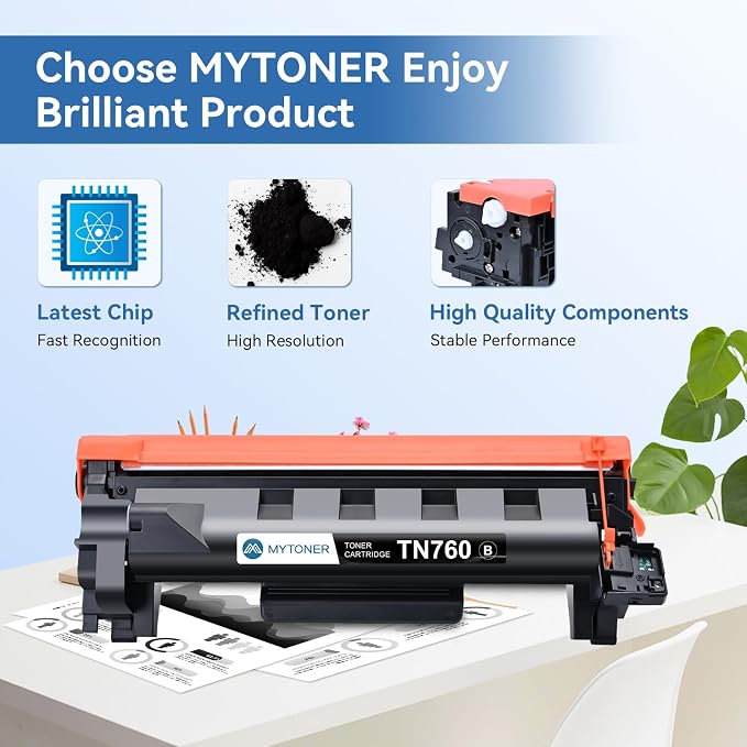 MYTONER TN760 Toner Compatible for Brother TN-760 L2690DW L2710DW Printer | TN730/760 Black High Yield Toner Cartridge for MFC-L2690DW MFC-L2717DW HL-L2350DW HL-L2395DW L2750DW 4-Pack for home office