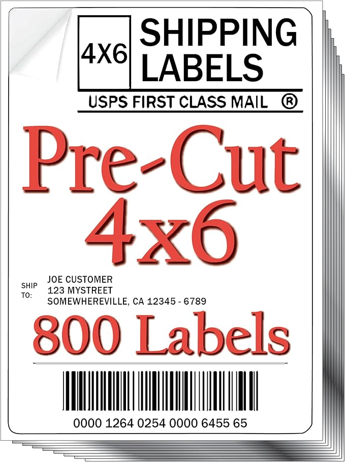 JETZAP Pre-Cut 4x6 Shipping Labels | Work on Most Inkjet and Laser Printers | Just Load & Print | USPS UPS FedEx for Home Printers | 800 Pack