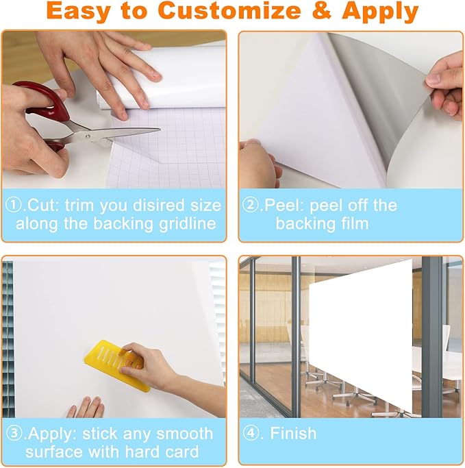Nortix White Board Wallpaper, Modern Style Whiteboard Contact Paper, Super Sticky Whiteboard Sticker Wall Decal on Wall, Table, Doors, No Ghosting, 1 Piece (3 x 4 ft)