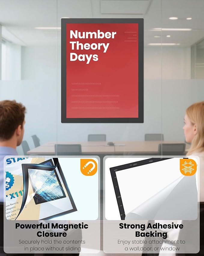 Uniclife 5 Pack Magnetic Sign Holder 8.5" x 11" Self-Adhesive Magnetic Picture Frame Wall Mounted Display Frame for Home Office Store Poster Document Holder for Wall Door Glass Window Refrigerator