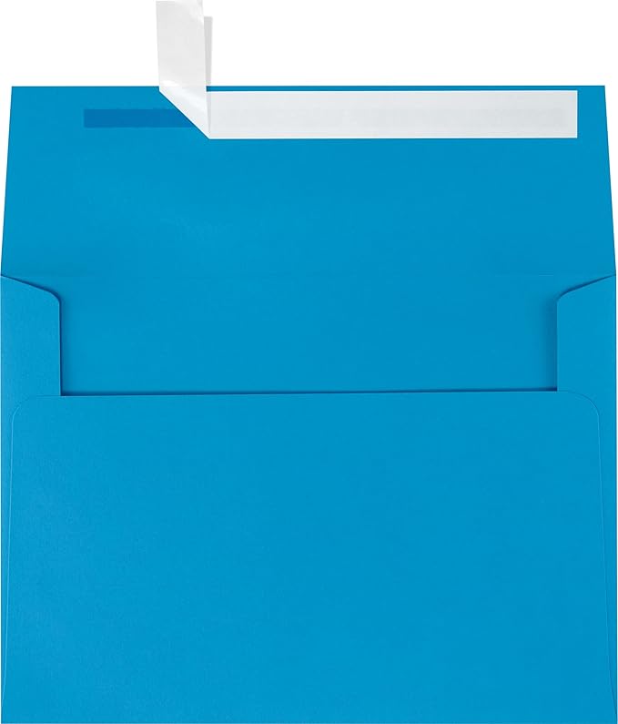 LUXPAPER A7 Invitation Envelopes for 5 x 7 Cards in 80 lb. Pool, Printable Envelopes for Invitations, w/Peel and Press Seal, 500 Pack, Envelope Size 5 1/4 x 7 1/4 (Blue)