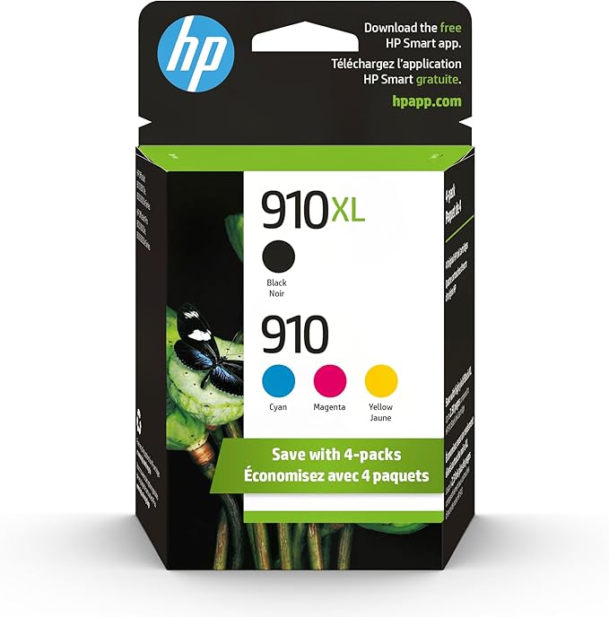 HP 910 Black, Cyan, Magenta, Black Ink Cartridge (Black XL + CMY)